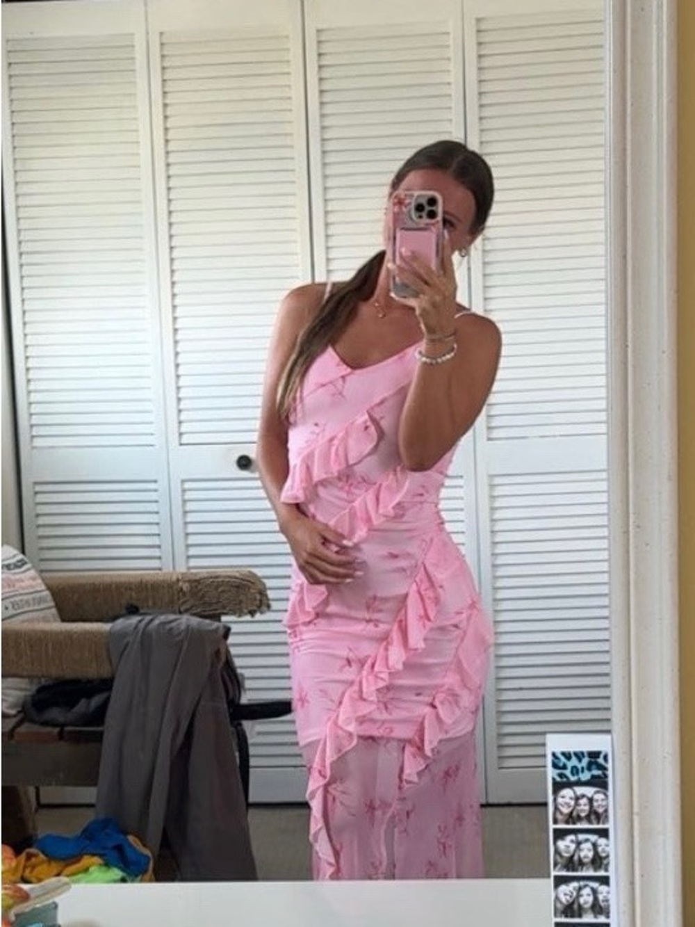 Pink Ruffle Midi Dress - Picture 3 of 3